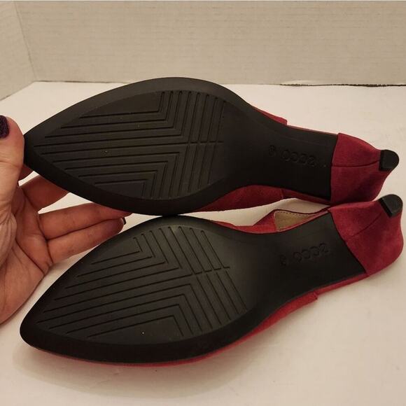 ECCO Red Suede Leather Slingback Pointed Toe Kitten Heel Pumps Shoes Sz 41 US 40 - Picture 11 of 13
